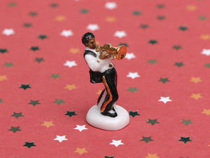 Jazz Band Musician Ornament - Standing Trumpet - 12th Scale Vintage Decoration for Dollhouse