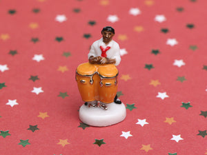 Jazz Band Musician Ornament - Conga Drums - 12th Scale Vintage Decoration for Dollhouse