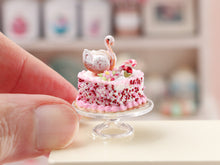 Load image into Gallery viewer, Handmade Miniature Dollhouse Cake with French Choux Pastry Swan - Pink Celebration Decor