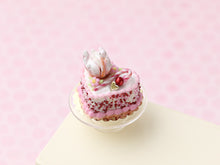 Load image into Gallery viewer, Handmade Miniature Dollhouse Cake with French Choux Pastry Swan - Pink Celebration Decor