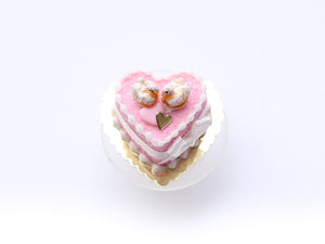 Handmade Miniature Dollhouse Cake with Elegant Pastry Swans – Pink Wedding & Celebration Decor