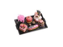 Load image into Gallery viewer, Pink and Black Halloween French Pastries - Handmade Miniature Food