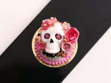 Load image into Gallery viewer, Día de los Muertos (Day of the Dead) Drip Cake in Pink and Black - Handmade Miniature Food