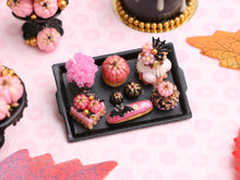 Load image into Gallery viewer, Pink and Black Halloween French Pastries - Handmade Miniature Food