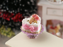 Load image into Gallery viewer, Pink Christmas Heart Cake - Handmade Miniature Dollhouse Food