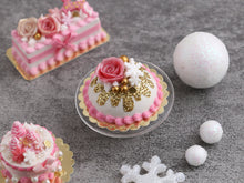 Load image into Gallery viewer, Pink and Gold Christmas / Winter Dome Cake - Handmade Miniature Food