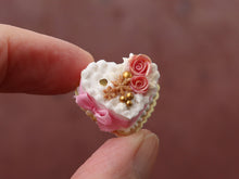 Load image into Gallery viewer, Pink Christmas Heart Cake - Handmade Miniature Dollhouse Food