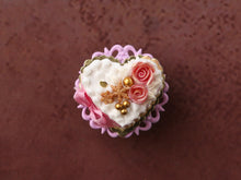 Load image into Gallery viewer, Pink Christmas Heart Cake - Handmade Miniature Dollhouse Food