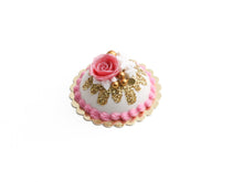 Load image into Gallery viewer, Pink and Gold Christmas / Winter Dome Cake - Handmade Miniature Food