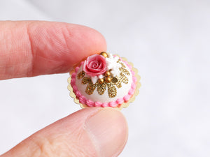 Pink and Gold Christmas / Winter Dome Cake - Handmade Miniature Food