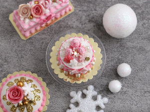 Pink Winter Forest Cake - OOAK - Handmade Miniature Food