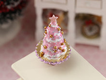 Load image into Gallery viewer, Pink Christmas Tree Cake - Handmade Miniature Dollhouse Food