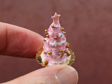 Load image into Gallery viewer, Pink Christmas Tree Cake - Handmade Miniature Dollhouse Food