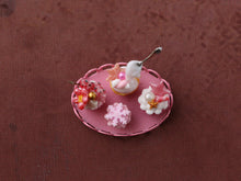 Load image into Gallery viewer, Four Festive Pink Christmas Cupcakes - Frozen Moment - Handmade Miniature Dollhouse Food