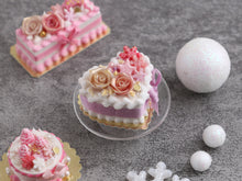 Load image into Gallery viewer, Heartshaped Christmas / Winter Cake with Roses - OOAK - Handmade Miniature Food