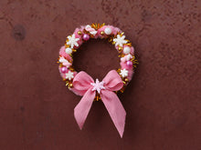 Load image into Gallery viewer, Decorative Pink Christmas Door Wreath with Cookies and Pink Bow - Miniature Decoration