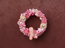 Load image into Gallery viewer, Pink Christmas Wreath with Cookies and Gingerbread Man - Miniature Decoration