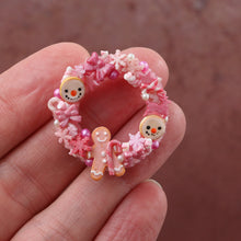 Load image into Gallery viewer, Pink Christmas Wreath with Cookies and Gingerbread Man - Miniature Decoration