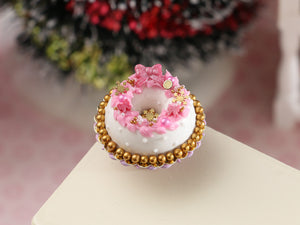 Pink Christmas Crown Cake - Handmade Miniature Dollhouse Food