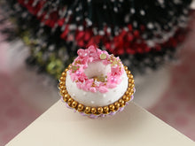 Load image into Gallery viewer, Pink Christmas Crown Cake - Handmade Miniature Dollhouse Food