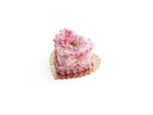 Load image into Gallery viewer, Heartshaped Christmas / Winter Cake with Candy Cane and Pink Pearls - OOAK - Handmade Miniature Food