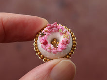 Load image into Gallery viewer, Pink Christmas Crown Cake - Handmade Miniature Dollhouse Food