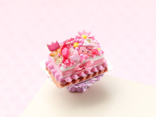 Pink Cookie and Treats Cake - Hello Kitty - Handmade Miniature Food