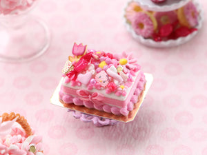 Pink Cookie and Treats Cake - Hello Kitty - Handmade Miniature Food