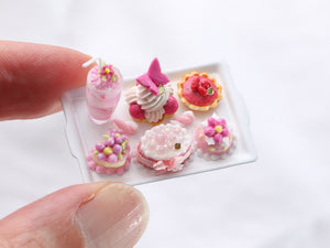 Pink miniature French pastries and treats - Handmade Miniature Food