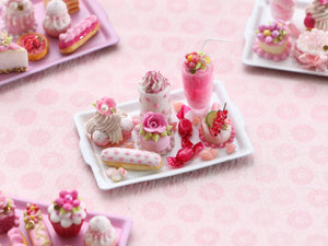 Pink French Pastries, Candy, Sundae - Handmade miniature dollhouse food