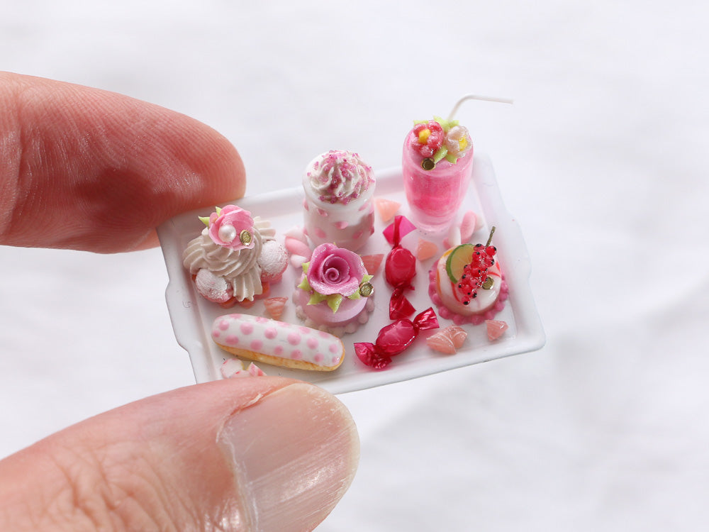 Pink French Pastries, Candy, Sundae - Handmade miniature dollhouse foo ...