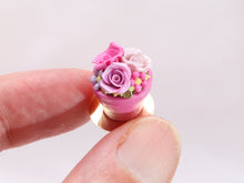 Load image into Gallery viewer, Pink Roses Cake In Pink Flower Pot - Handmade Miniature Food
