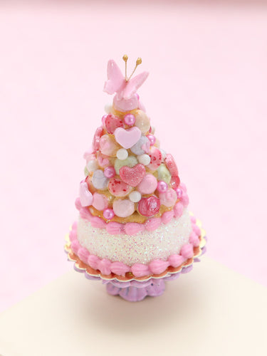 Pink French Pièce Montée / Croquembouche Cake - Handmade Miniature Food