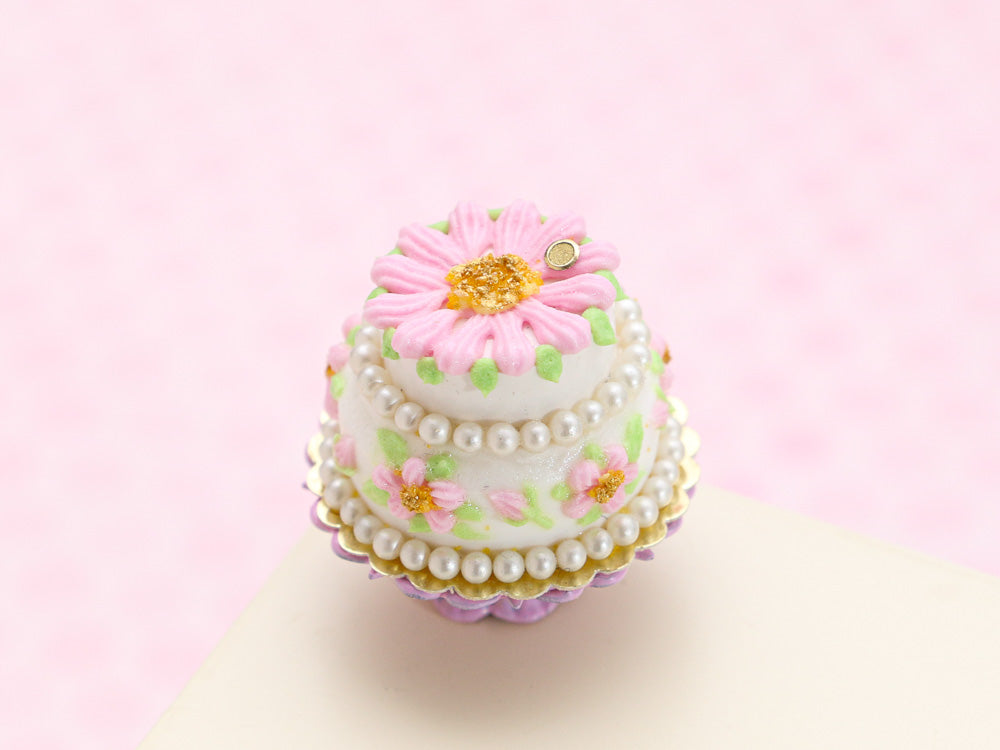 Pink Daisy Cake - Handmade Miniature Food