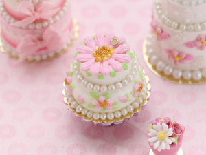 Pink Daisy Cake - Handmade Miniature Food