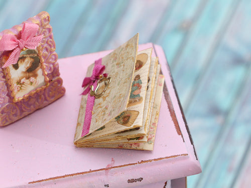 Miniature Album of Vintage Chromos / Decoupage Images - Handmade Dollhouse Miniature