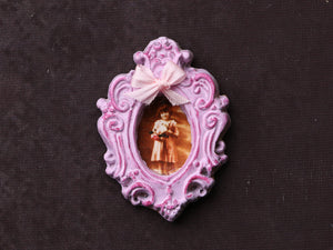Pink Framed Portrait of a Young Girl - Dollhouse Miniature
