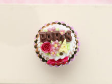 Load image into Gallery viewer, Milk Chocolate PARIS Cake, Dark Pink Rose and Bow, White Chocolate Eiffel Tower - Handmade  Miniature Food