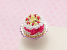 Load image into Gallery viewer, Raspberry Cake Decorated with White Chocolate Eiffel Tower - Handmade  Miniature Food