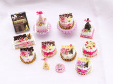 Load image into Gallery viewer, Dark Chocolate Eiffel Tower, Pink Cake, Tour Eiffel - Handmade Dollhouse Miniature