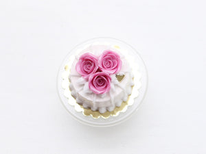 Three Pink Roses Cake - Handmade Miniature Food
