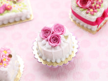 Load image into Gallery viewer, Three Pink Roses Cake - Handmade Miniature Food