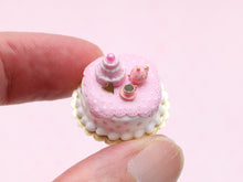 Load image into Gallery viewer, Pink Teatime Table Cake - Handmade Miniature Food