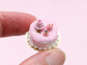 Pink Teatime Table Cake - Handmade Miniature Food