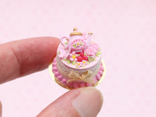 Load image into Gallery viewer, Pink Teapot Cake, Flowers, Raspberries - Handmade Miniature Food