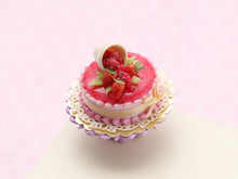 Load image into Gallery viewer, Red Fruit Cake with Fruit Spilling Out of Cup - Handmade Miniature Food