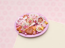 Load image into Gallery viewer, Assortment of Pink-Themed Miniature Cookies and Treats on Oval Tray