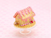 Load image into Gallery viewer, Cookie House with Pink Icing, Raspberries - Handmade Miniature Food