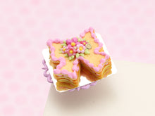 Load image into Gallery viewer, Bow-Shaped Layered Cookie (Millefeuille) with Pink Icing Decoration - Miniature Food