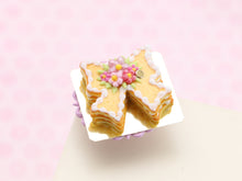 Load image into Gallery viewer, Bow-Shaped Layered Cookie (Millefeuille) with White Icing Decoration - Miniature Food